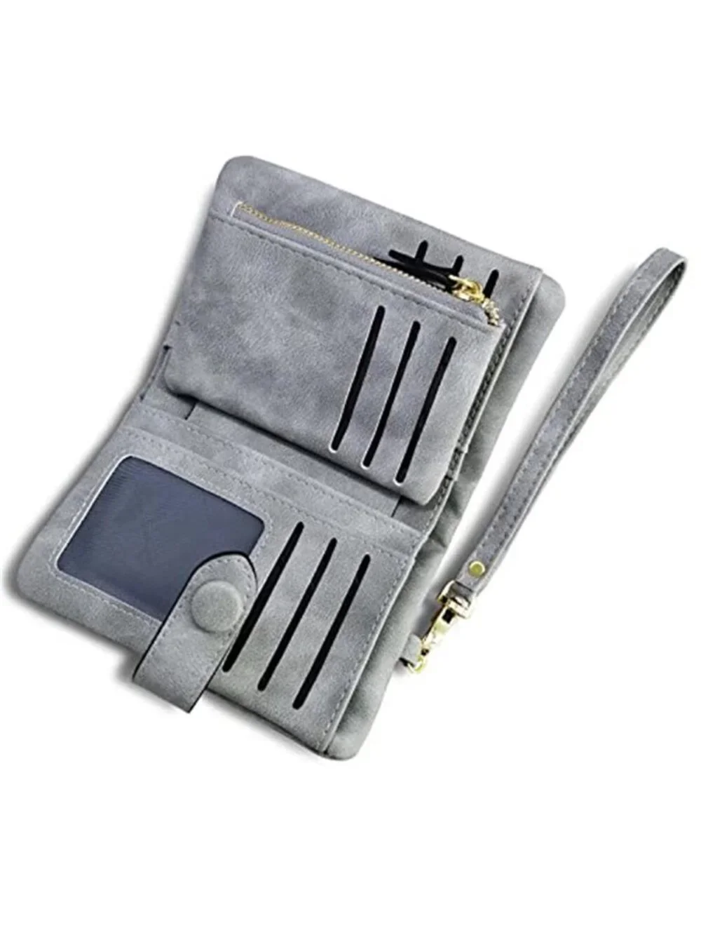Womens RFID Wallet Bifold Wristlet PU Leather Card Holder Zip Coin Purse 16 Slot
